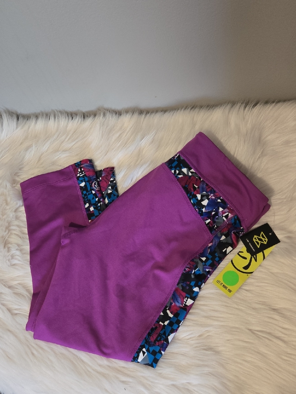 Zumba Purple Active Leggings with Geo Trim